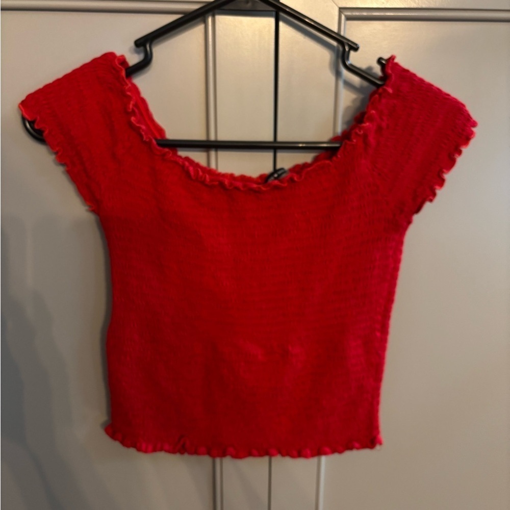 Brandy Melville One Size red short sleeved crop top